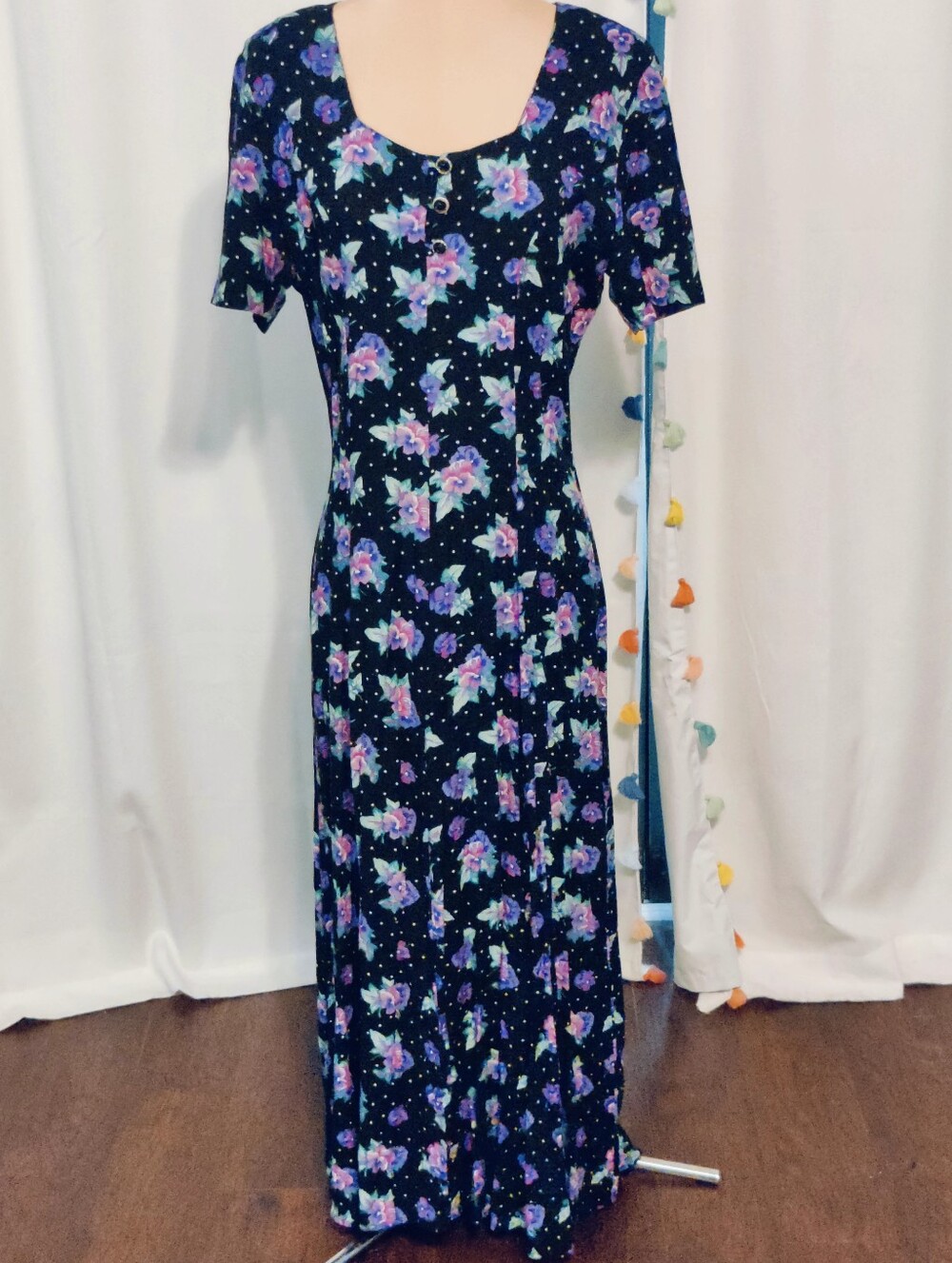 All that Jazz Vintage 90s Ditsy Floral Maxi Dress Modest Ankle Length S